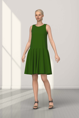 ❀ Вики. Платье мини из зелёного льна без рукавов PL-421170-02