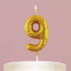 Свеча-цифра в торт блестящая «9», золото, 4 х 10 см