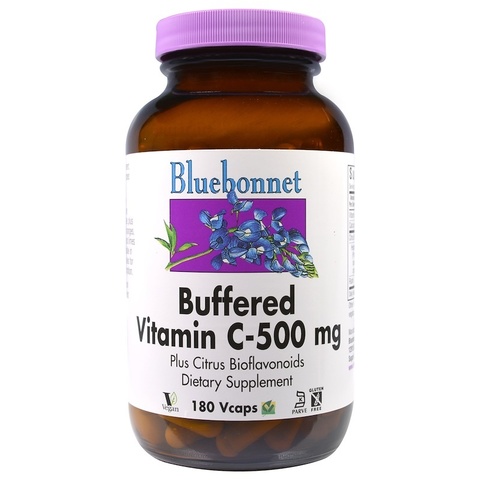 Bluebonnet Nutrition, Буферизированный витамин С, 500 мг, 180 капсул