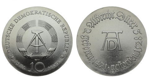 10 марок 500 лет со дня рождения Альбрехта Дюрера ГДР 1971г