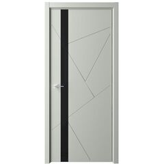 Купить Межкомнатная дверь эмаль Геометрия 6 серая стекло черное
