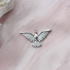 УЦЕНКА!!! Подвеска Птица с фианитами, 20*35 мм, родий, У103