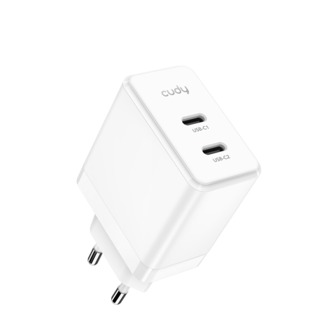 Cudy - Сетевое зарядное устройство мощностью 40 Вт с двумя портами USB-C и поддержкой технологии GaN CH40