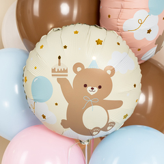 К 18''/46 см, Круг, Мишка с кексиком, Кремовый, 1 шт.