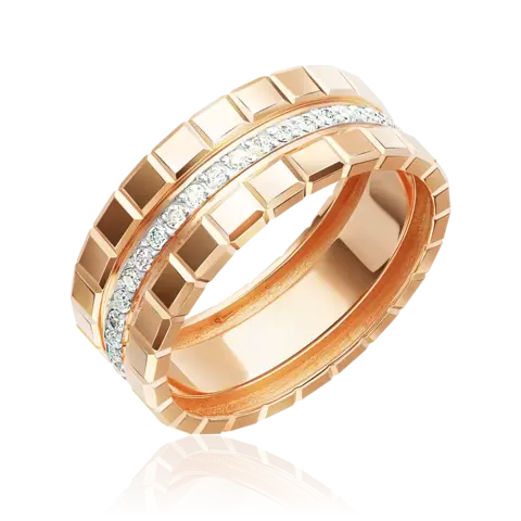 Кольцо многорядное ICE CUBE из золота 585 пробы с фианитами