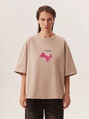 Футболка CAT SURF бежевого цвета