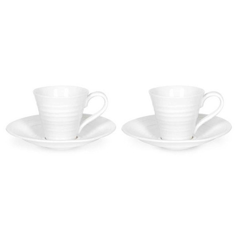 Набор чашек для мокко с блюдцами 2шт 80мл Portmeirion Софи Конран для Портмейрион белый подарочная коробка