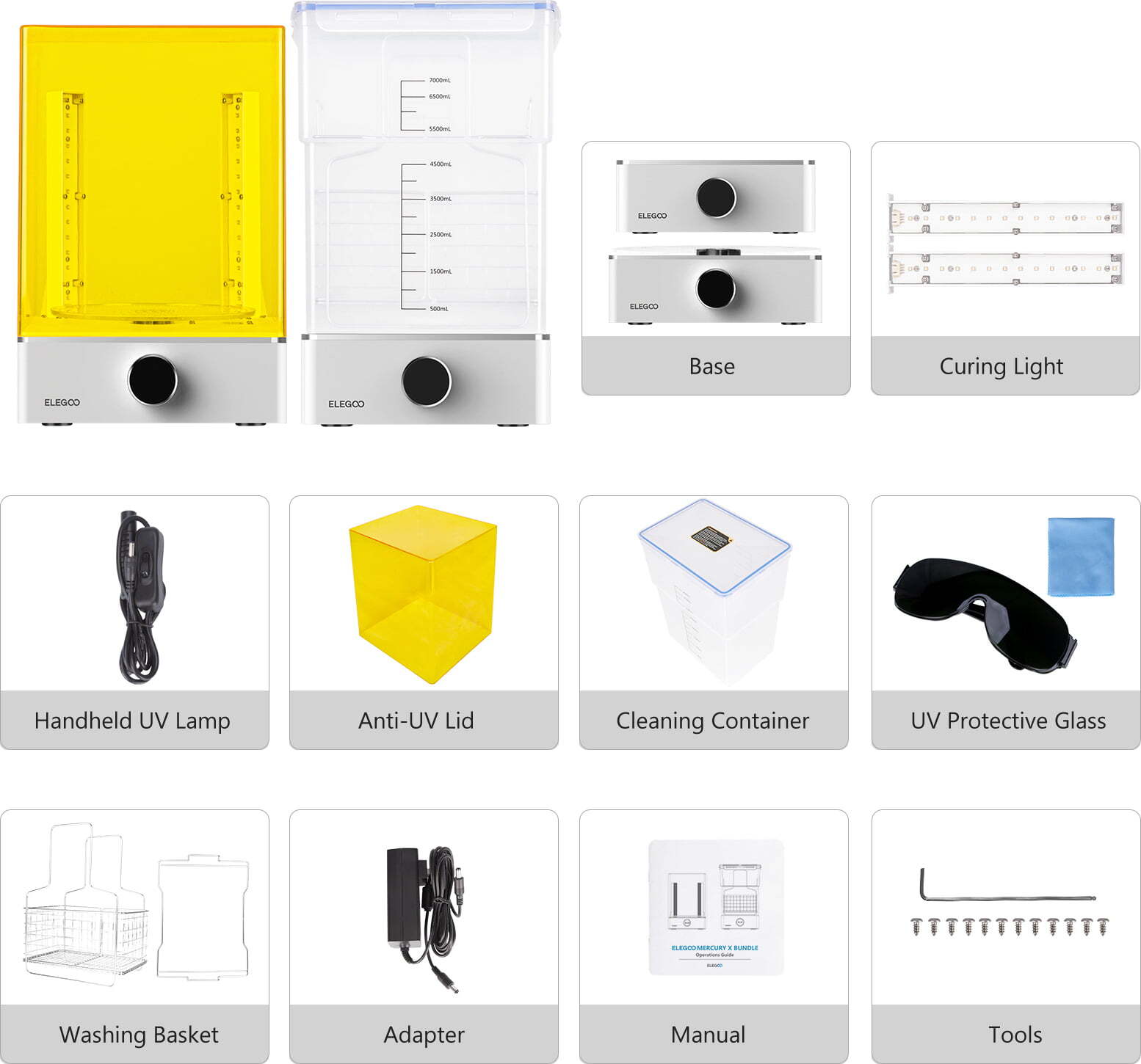 Полимеризационная камера (УФ-камера) и Мойка Elegoo Mercury XS Bundle  Washing and Curing Machine