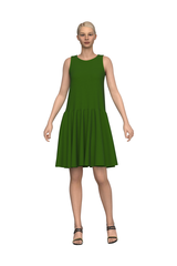 ❀ Вики. Платье мини из зелёного льна без рукавов PL-421170-02