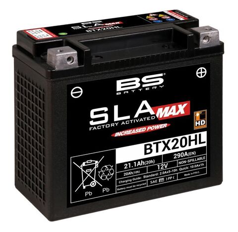 BTX20HL (FA) HD Аккумулятор BS SLA MAX, 12В, 290 Ач, 290 А 176x87x154, обратная (- / +), (YTX20HL)