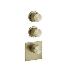 Gessi 316 54504#727 Встраиваемый термостатический смеситель на 2 источника, резьба 3/4 (внешние части), цвет: Brushed Brass PVD фото