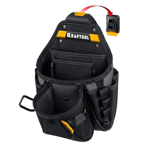 KRAFTOOL KP-27 с быстросъёмным креплением FastClip, 27 карманов и петли, 350 х 260 мм, поясная сумка (38773)