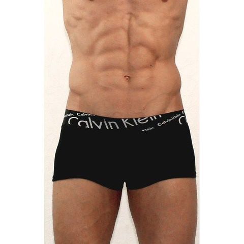 Мужские трусы боксеры черные с черной косой резинкой Calvin Klein Black Waistband Italics Boxer