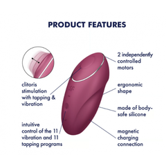 Клиторальный стимулятор с вибрацией Satisfyer Tap&Climax 1 бордовый