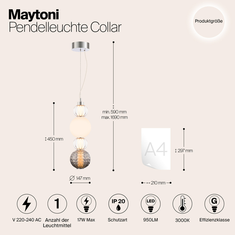 Подвесной светодиодный светильник Maytoni Collar P069PL-L17CH3K