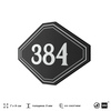 Номерок на дверь квартиры 384, для кабинета, офиса, шильдик 9 х 7 см, черный, Айдентика Технолоджи