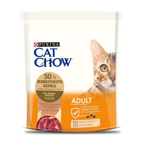 Cat Chow сухой корм для взрослых кошек с уткой 400г