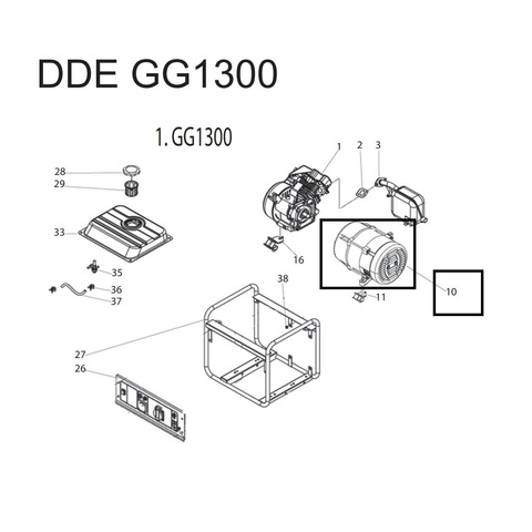 Генератор DDE d160мм, в сборе (передняя + задняя крышка + решетка) GG1300 (029033120501)