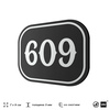 Номерок на дверь квартиры 609, для кабинета, офиса, шильдик 9 х 7 см, черный, Айдентика Технолоджи