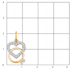 50095 - Подвеска Сердце с колечком из золота 585 пробы с фианитом