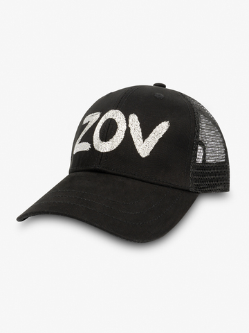 Бейсболка с сеткой «ZOV» чёрного цвета с вышивкой лого / Распродажа