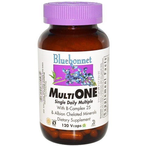 Bluebonnet Nutrition, Мультивитамины Multi One, для ежедневного употребления, 120 растительных капсул