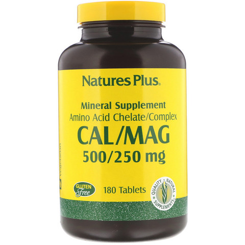Nature's Plus, Кальций и магний, 500/250 мг, 180 таблеток