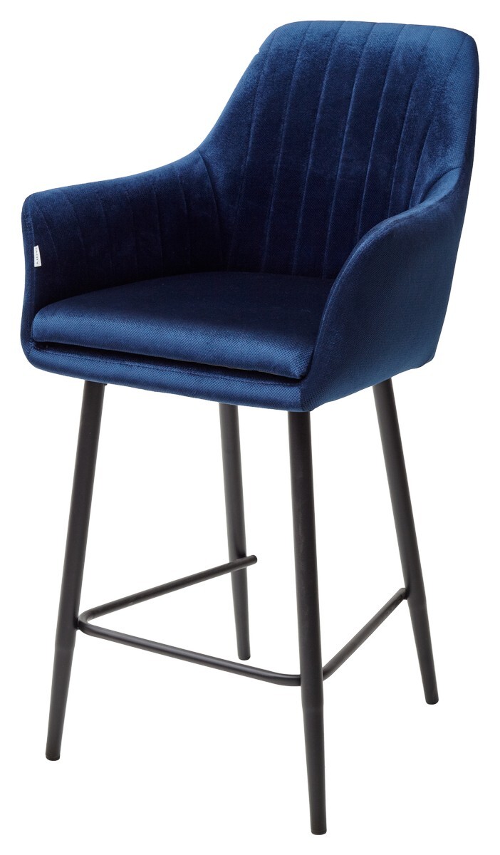 барный стул велюр синий