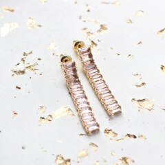 Серьги с розовыми фианитами СГ013
