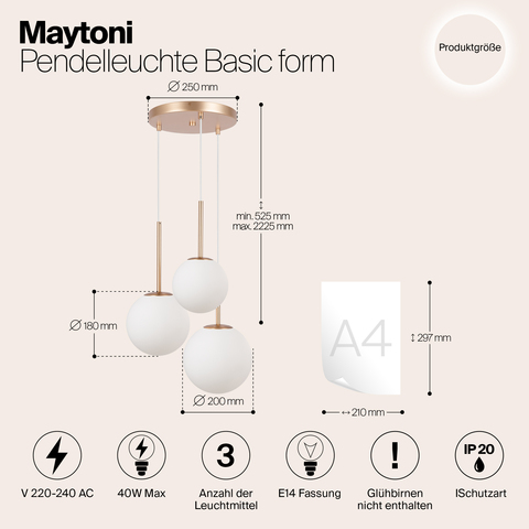 Подвесной светильник Maytoni Basic form MOD321PL-03G1