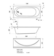ВАННА ПРЯМОУГОЛЬНАЯ АКРИЛОВАЯ KOLPA SAN TAMIA 170x75 с ножками
