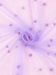 Фатин с бусинами, 35 гр/м2, 150 см, сирень