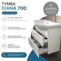Тумба под раковину Diana 700-0-2 (Балтика) навесная