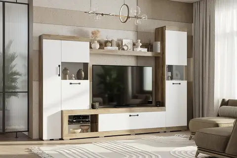 Гостиная Тесла дуб каньон / белый