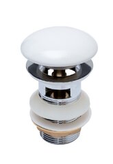 Aquanet 333927 Донный клапан латунь с переливом крышка керамика белый (333927) фото