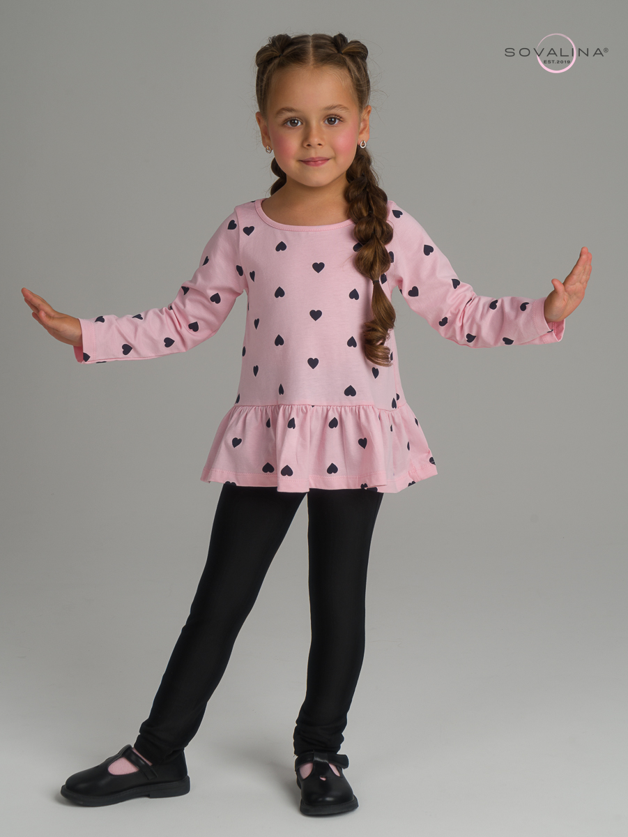 Костюм Алиса черные сердечки на розовом-черная