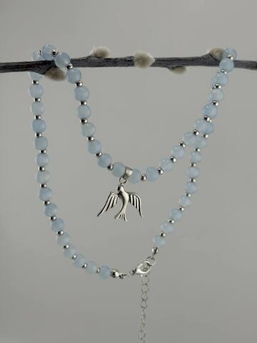 84132- Колье из голубых опалов с подвеской ласточка