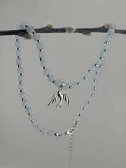 84132- Колье из голубых опалов с подвеской ласточка