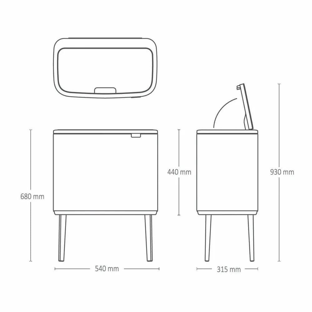 Мусорный бак Touch Bin Bo (3 x 11 л), Темно-серый, арт. 233586 - фото 7