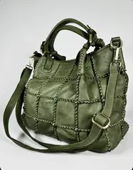 Женская сумка из натуральной винтажной кожи оливкового цвета