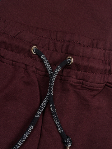 Спортивные штаны «Великоросс» цвета красного вина без манжета. Лёгкий футер