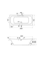 ВАННА АКРИЛОВАЯ SANTEK КОРСИКА 180х80 С ножками