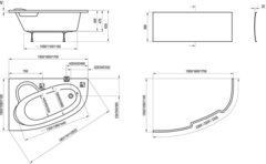 ВАННА АКРИЛОВАЯ ASYMMETRIC 170x110 лев.с каркасом и панелью