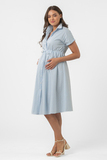 Платье для беременных 14597 бело-голубой