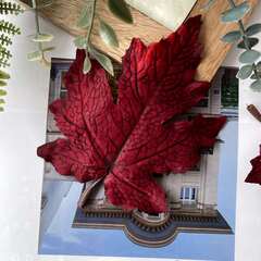 Листья клена КРУПНЫЕ, бархатистые, искусственные, 14*15 см, осенние, темно-бордовые, для  рукоделия и декора, 10 кленовых листочков