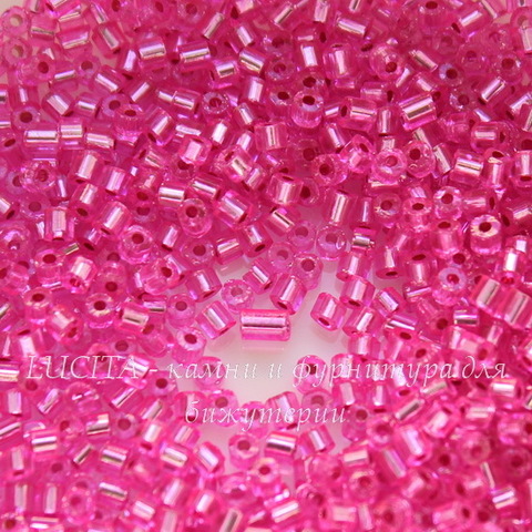 18277 Бисер Preciosa рубка 10/0, Кристалл ярко-розовый с серебряным центром
