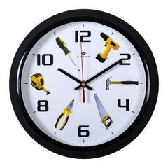 Часы 21 Bek настенные  3024-128 круг d=30см, корпус черный "Инструменты" "Рубин"