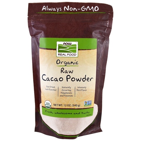 Now Foods, Real Food, органический сырой какао-порошок, 340 г (12 унций)