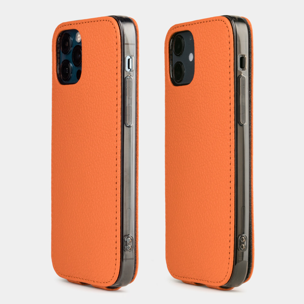 Чехол для iPhone 12/12Pro из натуральной кожи теленка, оранжевого цвета