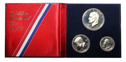 Набор монет США 1976 год  "200 лет Декларации Независимости" (3 монеты) в футляре